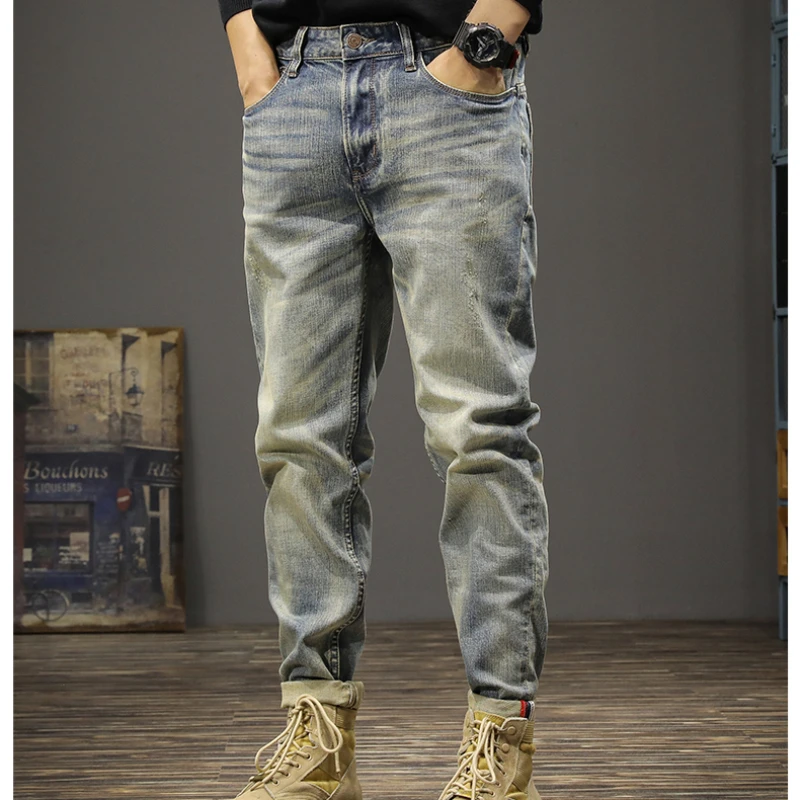 Spring and autumn new American fashion brand heavy high-end jeans men's straight leg slim wash retro trend pants
Spring and autumn new American fashion brand heavy high-end jeans men's straight leg slim wash retro trend pants