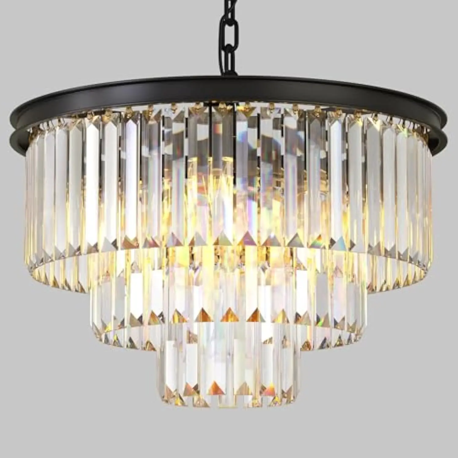 Modern Black Crystal Chandelier, 3 层 Round Pendant Ceiling Fixture with Height Adjustable Luxury Hanging Chandelier for Dinin
Modern Black Crystal Chandelier, 3 层 Round Pendant Ceiling Fixture with Height Adjustable Luxury Hanging Chandelier for Dinin