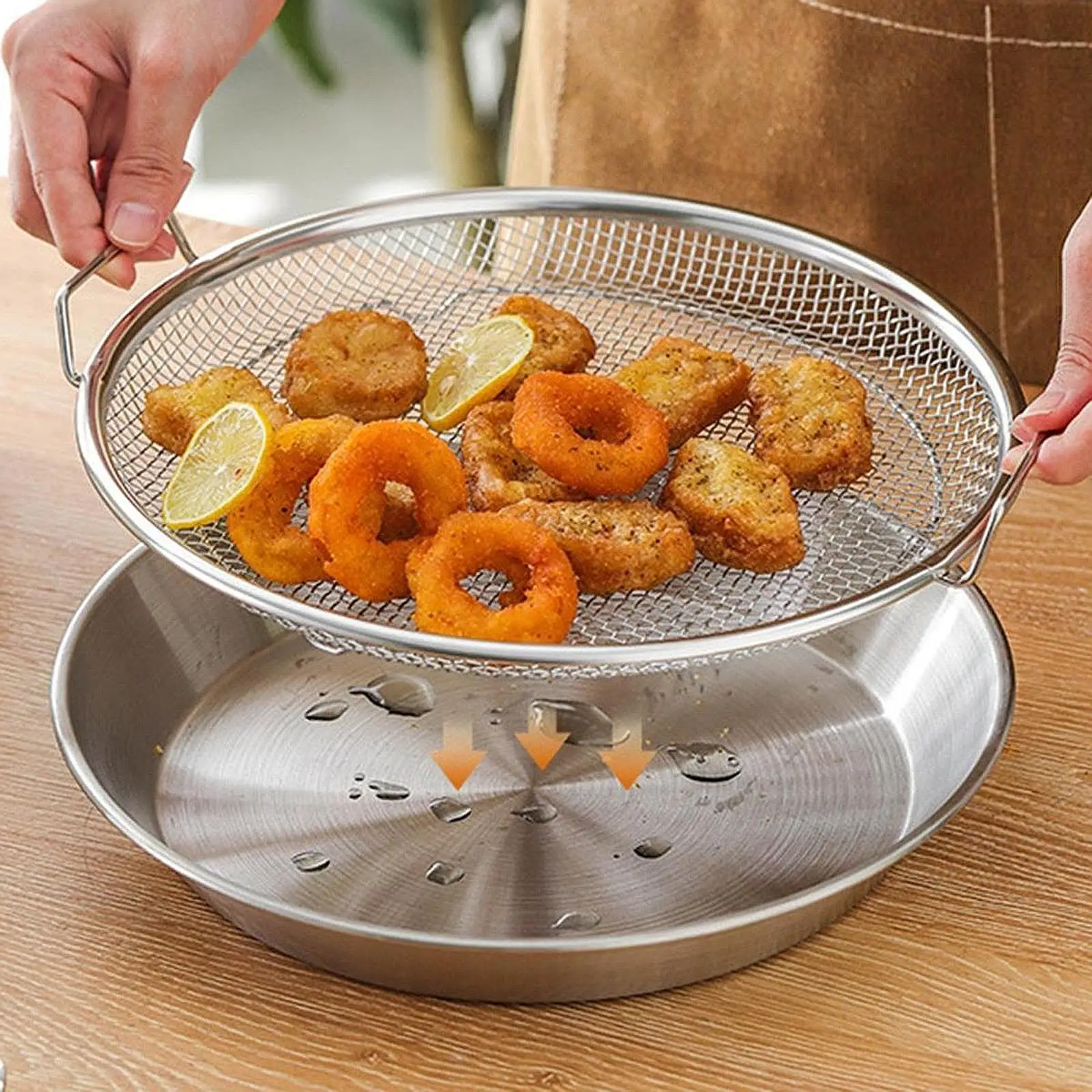 Сервер жареной еды, сливное блюдо для закусок, кухонное сито для жарки, сетчатое сито
Сервер жареной еды, сливное блюдо для закусок, кухонное сито для жарки, сетчатое сито