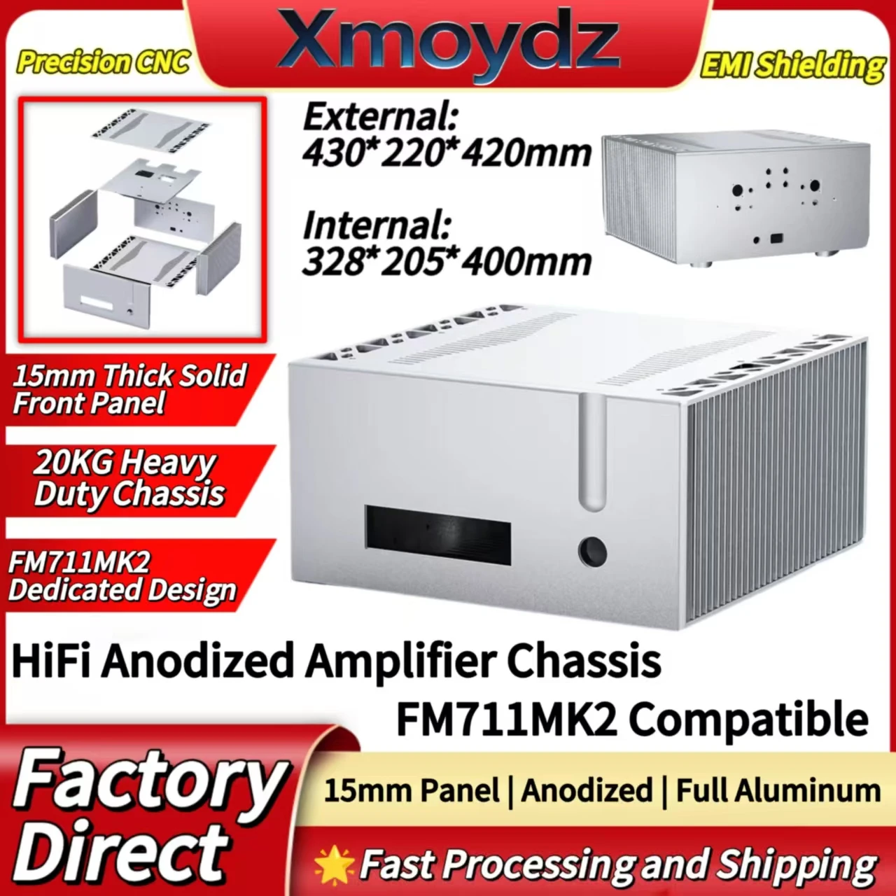 Корпус для Hi-Fi усилителя DIY из анодированного алюминия 430*220*420 мм, FM711MK2, усиленный, с охлаждением, внутренний размер 328*205*400 мм
Корпус для Hi-Fi усилителя DIY из анодированного алюминия 430*220*420 мм, FM711MK2, усиленный, с охлаждением, внутренний размер 328*205*400 мм