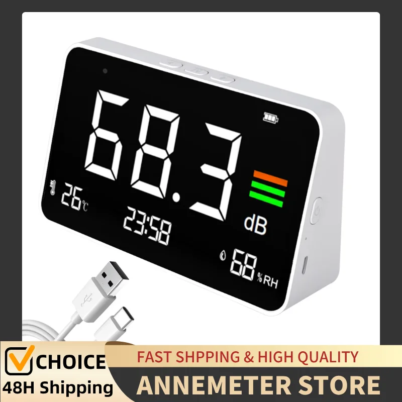 Decibel Meter, ℃ and ℉ are Switchable Sound Level Meter, Portable dB Meter with Port Type C, Temperature, Humidity, Decibel
Decibel Meter, ℃ and ℉ are Switchable Sound Level Meter, Portable dB Meter with Port Type C, Temperature, Humidity, Decibel