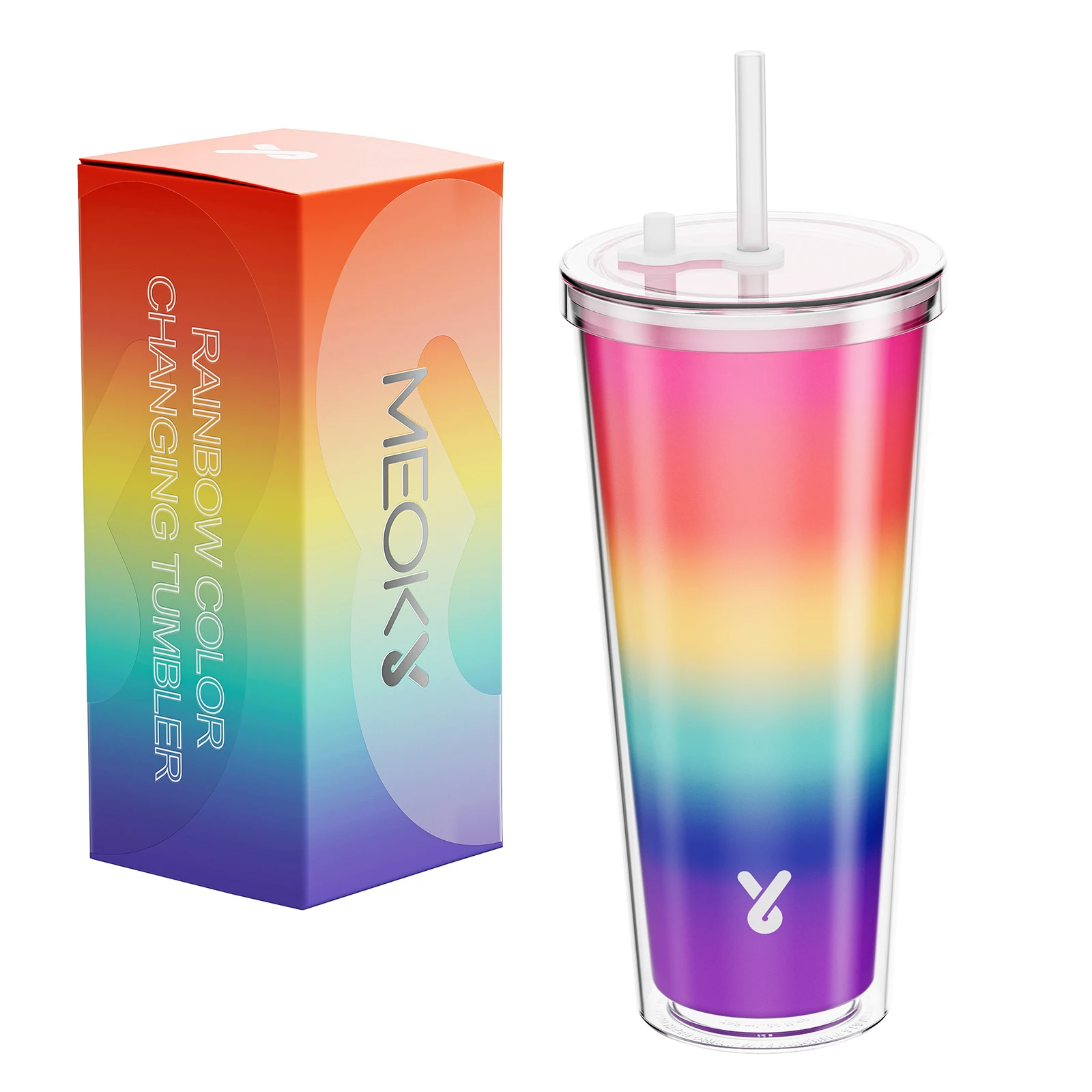 Meoky 24oz Cup Double Wall Tumbler Rainbow Cold Cup with Lid Lightweight Portable Color Changing Water Bottle Leak-proof Car Mug
Meoky 24oz Cup Double Wall Tumbler Rainbow Cold Cup with Lid Lightweight Portable Color Changing Water Bottle Leak-proof Car Mug