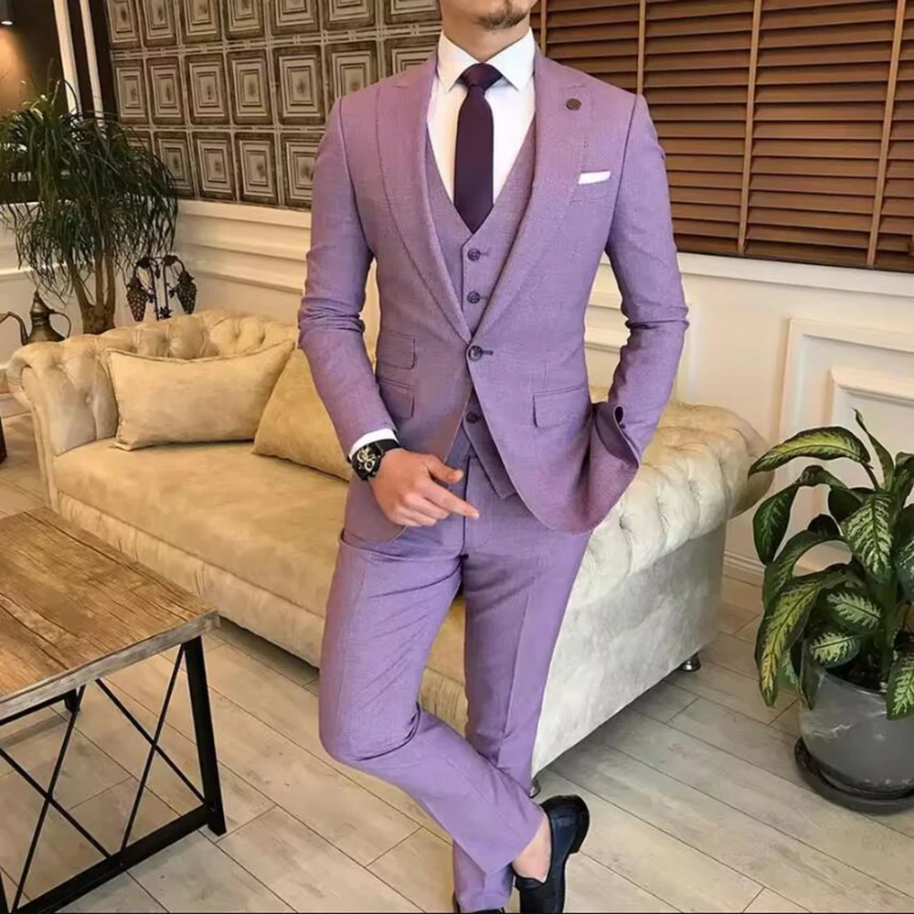 Purple Linen Suits for Men (Jacket+Pants+Vest) Slim Fit Summer Beach Mens Wedding Clothes 3 Piece Formal Party New Costume Homme
Purple Linen Suits for Men (Jacket+Pants+Vest) Slim Fit Summer Beach Mens Wedding Clothes 3 Piece Formal Party New Costume Homme