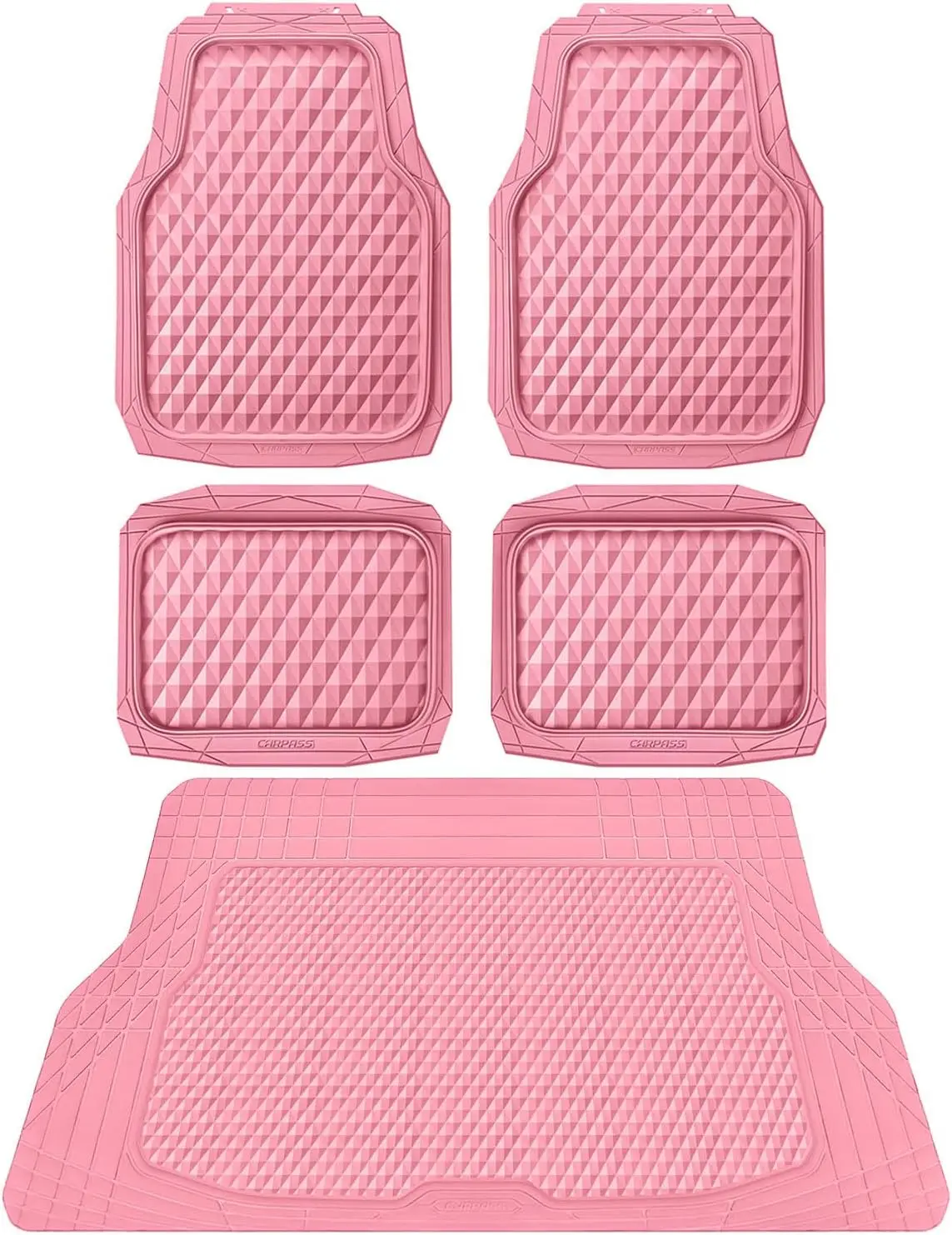 Heavy Duty Pink Rubber Car Floor Mats & Cargo Liner, Deep Dish All-Weather, Anti-Slip 3D Rhombus, Universal Fit for Auto, SUV, Truck
Heavy Duty Pink Rubber Car Floor Mats & Cargo Liner, Deep Dish All-Weather, Anti-Slip 3D Rhombus, Universal Fit for Auto, SUV, Truck