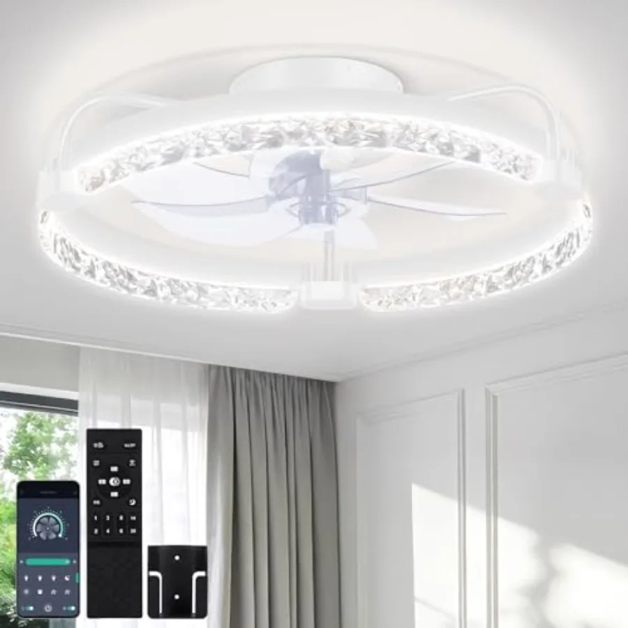 20" Fandelier Low Profile Ceiling Fan with Light, Remote and App Control, Flush Mount Ceiling Fan with 3000K-6500K Stepless Dim
20" Fandelier Low Profile Ceiling Fan with Light, Remote and App Control, Flush Mount Ceiling Fan with 3000K-6500K Stepless Dim