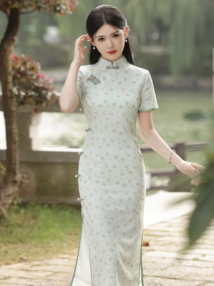 Summer Handmade Button Cheongsam Vintage Qipao Daily Women Elegant Slim Party Costume Dresses
Summer Handmade Button Cheongsam Vintage Qipao Daily Women Elegant Slim Party Costume Dresses