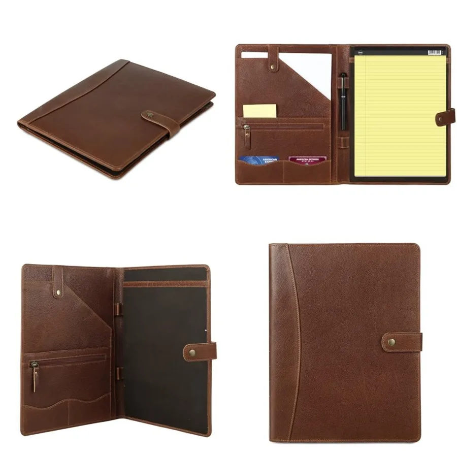 Leather Portfolio Folder with Button Closure Business Padfolio for Professionals Vintage Organizer with Legal Pad Holder, Card
Leather Portfolio Folder with Button Closure Business Padfolio for Professionals Vintage Organizer with Legal Pad Holder, Card