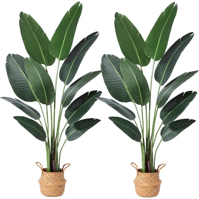 Artificial Bird of Paradise Plants 5Ft Fake Tropical Palm Tree with 10 Trunks in Pot and Woven Seagrass Belly Basket Perfect
Artificial Bird of Paradise Plants 5Ft Fake Tropical Palm Tree with 10 Trunks in Pot and Woven Seagrass Belly Basket Perfect