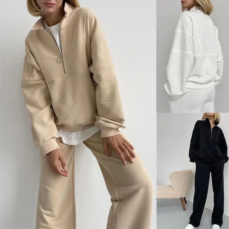 2 Piece Sets Women Casual Trousers Outfits Solid Color Sweatshirt Zipper Sweater Coat Wide Leg Pants Suit Autumn Tracksuit
2 Piece Sets Women Casual Trousers Outfits Solid Color Sweatshirt Zipper Sweater Coat Wide Leg Pants Suit Autumn Tracksuit