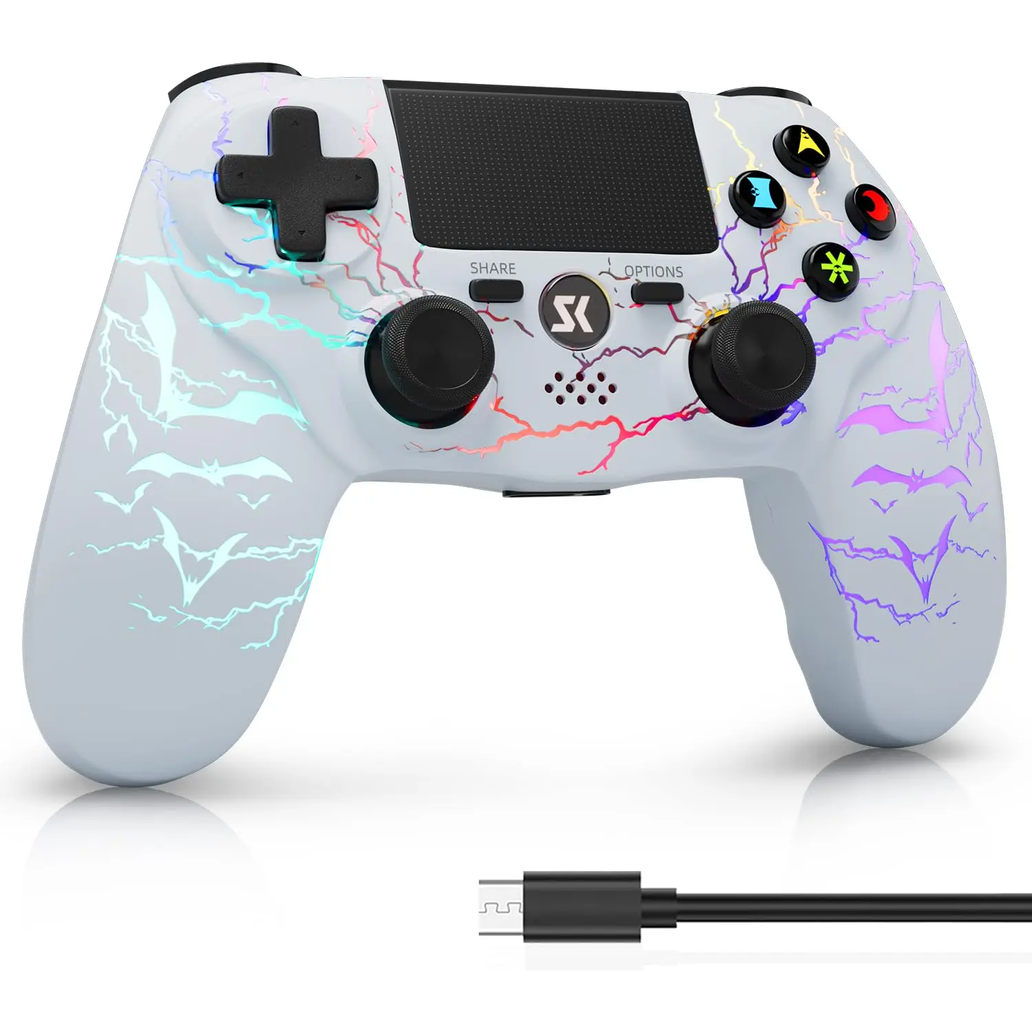 Светящийся контроллер PS4 с RGB-подсветкой, двойной вибрацией, 6-осевым управлением движением, аккумулятором 1000 мАч, белый
Светящийся контроллер PS4 с RGB-подсветкой, двойной вибрацией, 6-осевым управлением движением, аккумулятором 1000 мАч, белый
