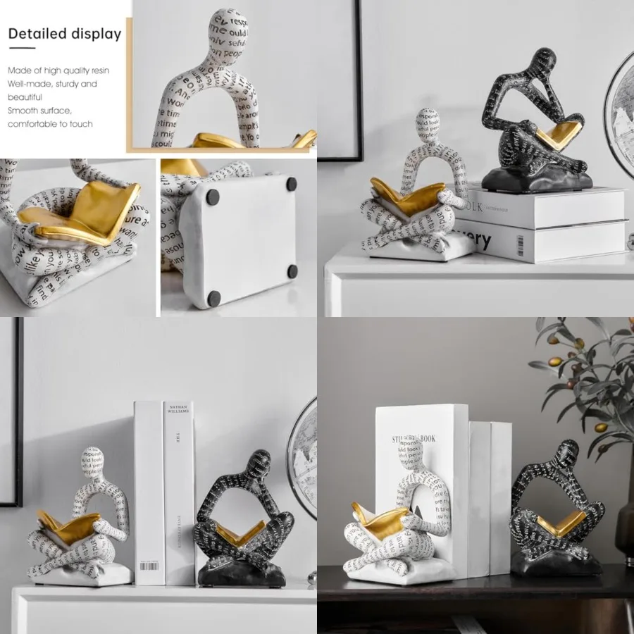 Bookends for Shelves, Decorative Book Ends, Heavy Duty Book Stoppers, Thinker Statue Decor, Modern Home Office Decoration Books
Bookends for Shelves, Decorative Book Ends, Heavy Duty Book Stoppers, Thinker Statue Decor, Modern Home Office Decoration Books
