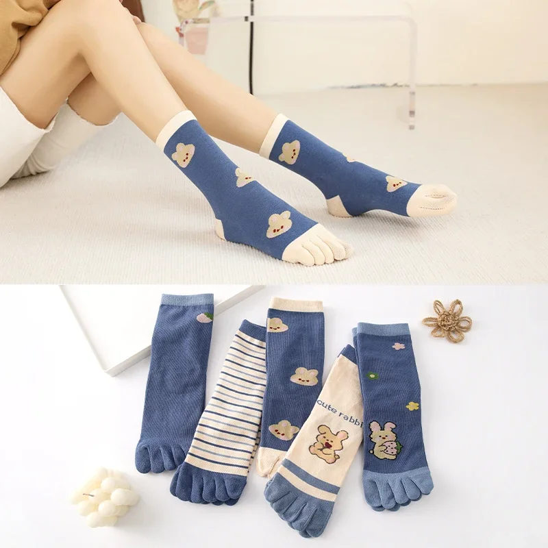 Women Five-finger Socks Cotton High Middle Tube Cartoon Socks Set Casual Blue 5 Toe Socks
Women Five-finger Socks Cotton High Middle Tube Cartoon Socks Set Casual Blue 5 Toe Socks