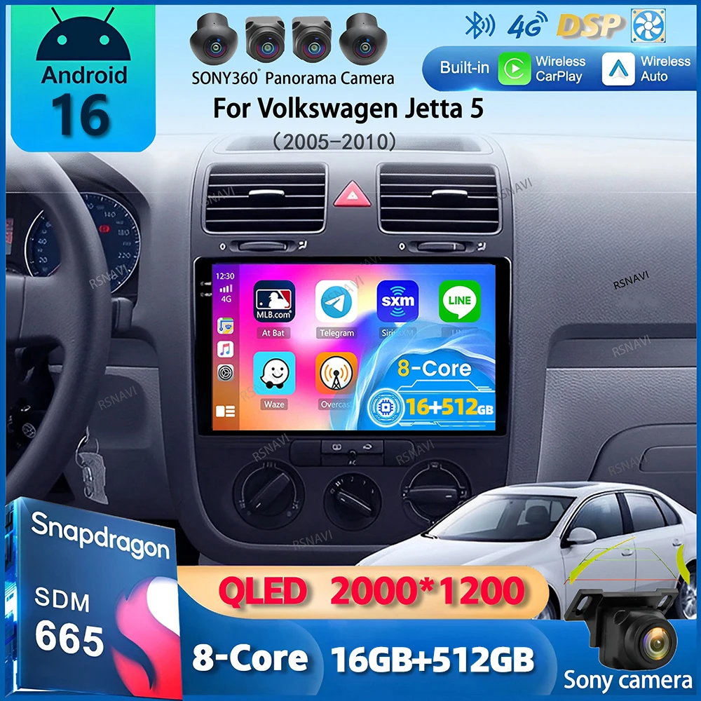 Android 16 Carplay Auto For Volkswagen Jetta 5 2005 2006 2007 2008 2009 2010 Car Radio GPS Multimedia Player 4G Head Unit Stereo
Android 16 Carplay Auto For Volkswagen Jetta 5 2005 2006 2007 2008 2009 2010 Car Radio GPS Multimedia Player 4G Head Unit Stereo