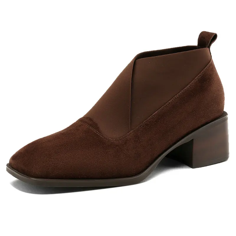 Women Thick High Heels Pumps Classic Genuine Leather Elastic Band Square Toe Female Shoes Spring Autumn Casual Shoes Woman
Women Thick High Heels Pumps Classic Genuine Leather Elastic Band Square Toe Female Shoes Spring Autumn Casual Shoes Woman