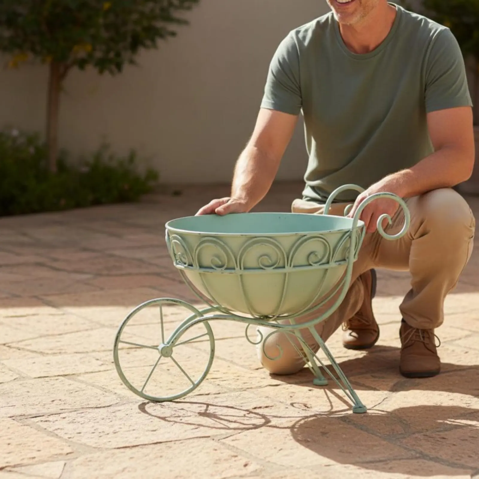 Iron Flower Carriage Decorative Wheeled Flower Pot Holder Vintage Planter Stand Standalone Standing Garden Decor Weather
Iron Flower Carriage Decorative Wheeled Flower Pot Holder Vintage Planter Stand Standalone Standing Garden Decor Weather