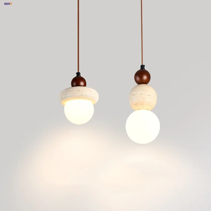 IWHD White Glass LED Pendant Lamp Dining Room Balcony Wood Base Yellow Travertine Nordic Modern Hanging Light Fixture Hanglampen
IWHD White Glass LED Pendant Lamp Dining Room Balcony Wood Base Yellow Travertine Nordic Modern Hanging Light Fixture Hanglampen