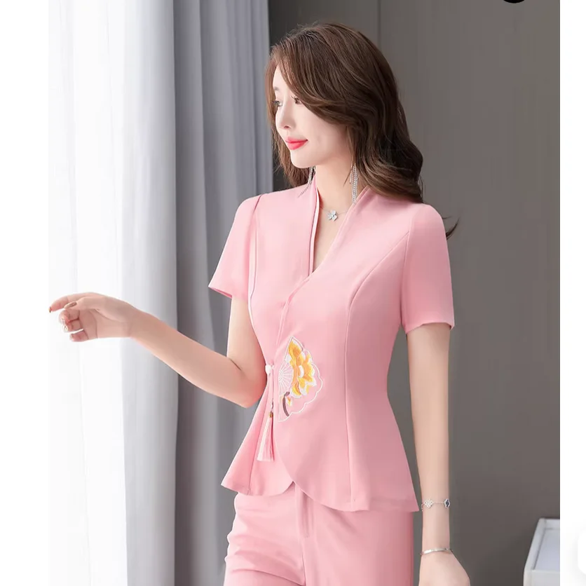 Female massage and foot reflexology therapist uniform for spa and beauty salon
Female massage and foot reflexology therapist uniform for spa and beauty salon