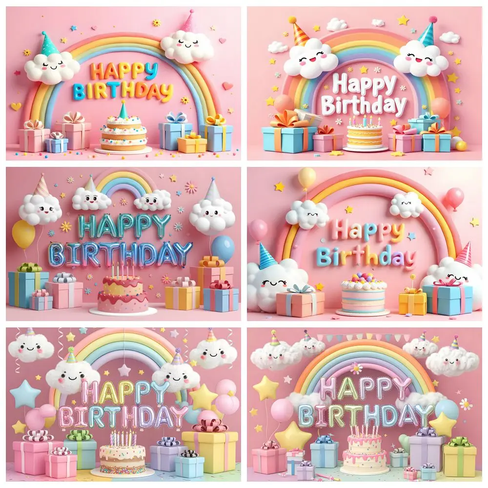 3D White Clouds Rainbow Backdrop for Happy Birthday Party Decor Children Portrait Baby Photo Background Banner Photo Studio Prop
3D White Clouds Rainbow Backdrop for Happy Birthday Party Decor Children Portrait Baby Photo Background Banner Photo Studio Prop