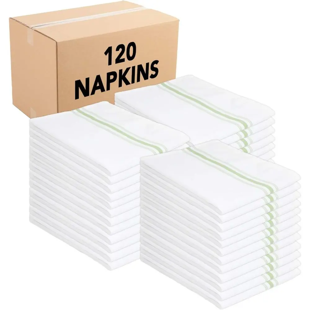 Dinner Napkins, 120-Pack, Absorbent, Soft, Washable, Restaurant-Quality Linen with French Stripes, 18x22 in, Green
Dinner Napkins, 120-Pack, Absorbent, Soft, Washable, Restaurant-Quality Linen with French Stripes, 18x22 in, Green