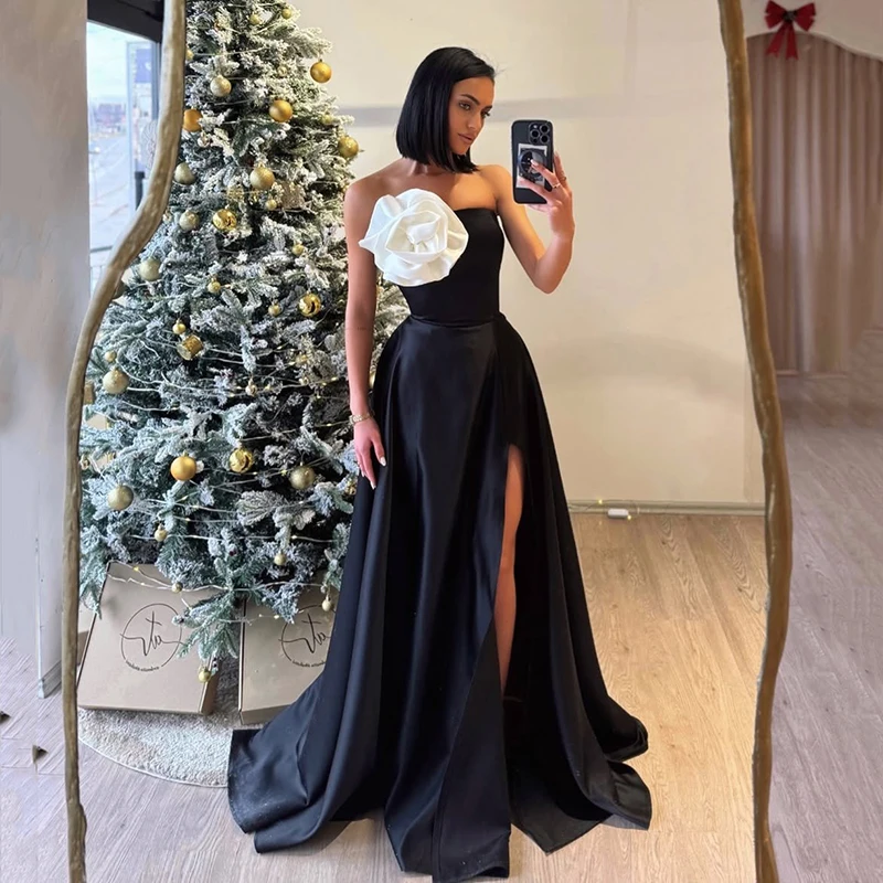 Thinyfull Sexy A-Line Prom Evening Dresses Strapless Side Slit Black Night Party Dress Formal Long Cocktail Prom Gown Customized
Thinyfull Sexy A-Line Prom Evening Dresses Strapless Side Slit Black Night Party Dress Formal Long Cocktail Prom Gown Customized