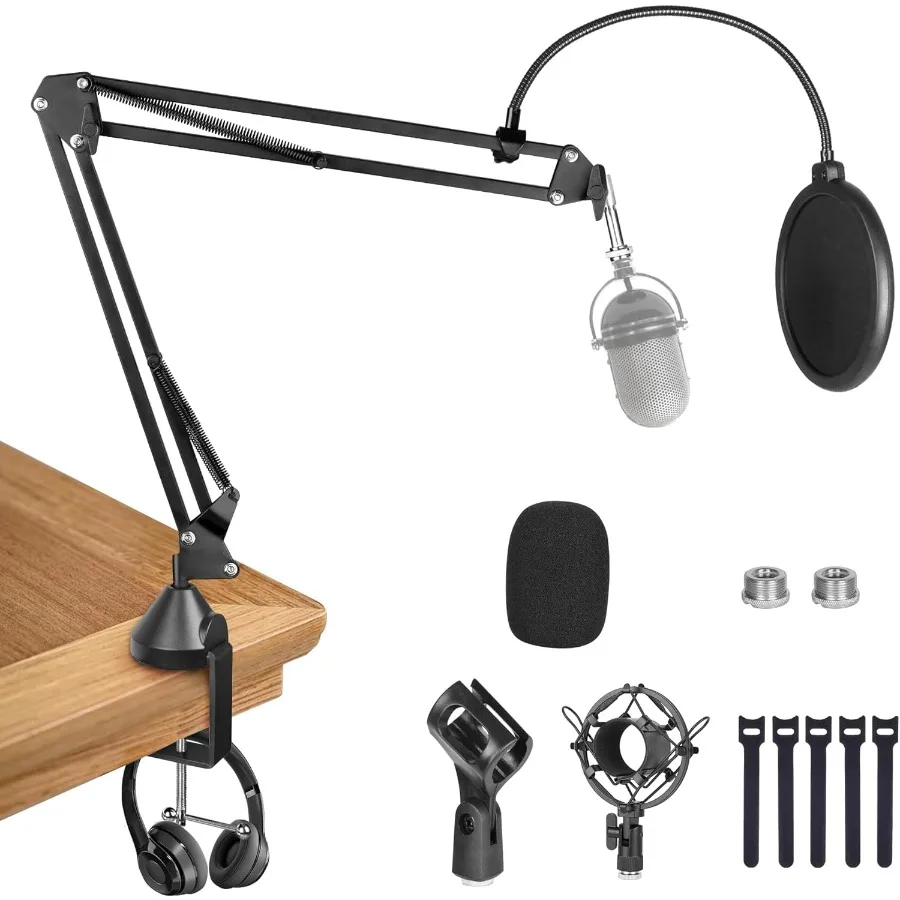 Boom Arm Mic Arm Adjustable Microphone Arm with 2 Clips and Pop Filter Mic Stand Desk with 3 8 to 5 8 Adapter for Blue Yeti Nan
Boom Arm Mic Arm Adjustable Microphone Arm with 2 Clips and Pop Filter Mic Stand Desk with 3 8 to 5 8 Adapter for Blue Yeti Nan