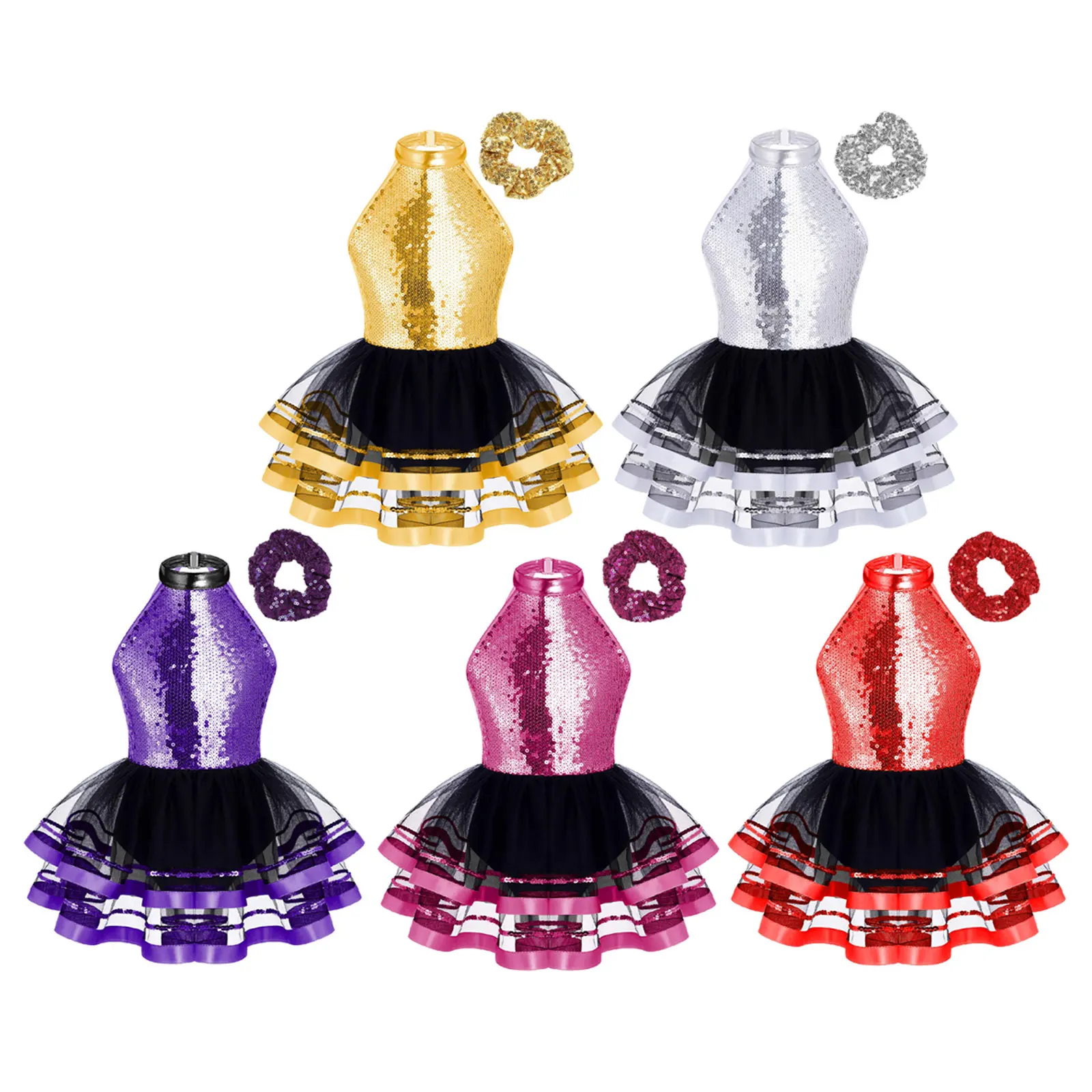 Sequins Tutu Ballet Dress Kids Girls Halter Sleeveless Backless Sparkling Decorated Dance Costume with Hair Tie Headwear
Sequins Tutu Ballet Dress Kids Girls Halter Sleeveless Backless Sparkling Decorated Dance Costume with Hair Tie Headwear