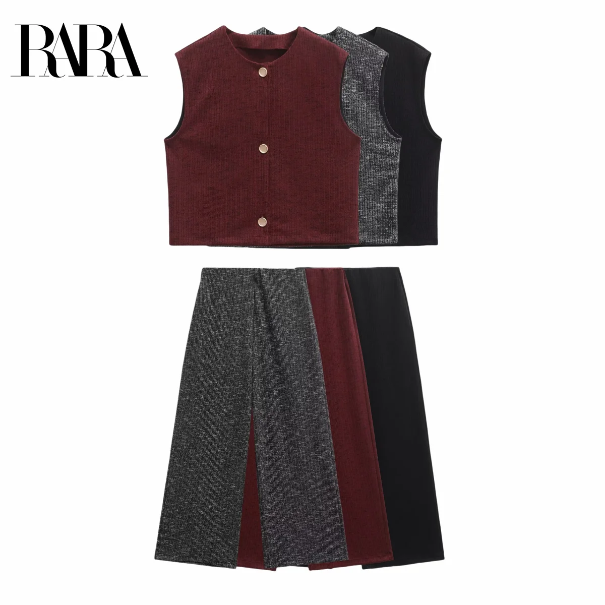 RARA Womens Sleeveless Single - Row Button Textured Vest Top and Casual Textured Wide - Leg Trousers Set Stylish and Comfortable
RARA Womens Sleeveless Single - Row Button Textured Vest Top and Casual Textured Wide - Leg Trousers Set Stylish and Comfortable