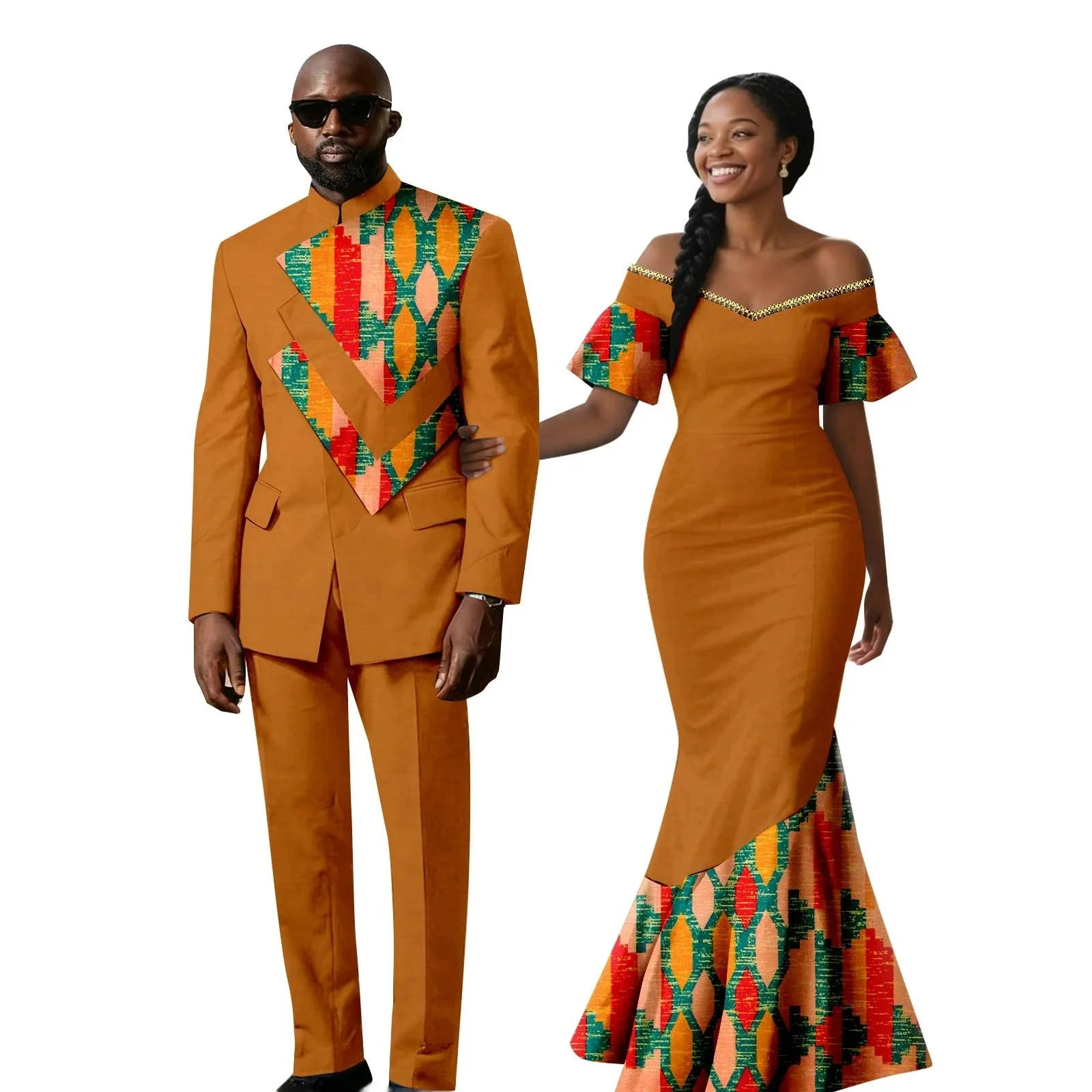 African Beading Print Mermaid Dress for Women And Dashiki Formal Men Outfit Set Matching Couple Top Jacket And Pant Sets
African Beading Print Mermaid Dress for Women And Dashiki Formal Men Outfit Set Matching Couple Top Jacket And Pant Sets