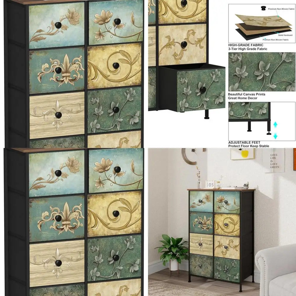 Тонкий комод в стиле ретро с цветочным принтом и 8 ящиками для компактных помещений: идеально подходит для хранения в ванной комнате, спальне и прихожей.
Тонкий комод в стиле ретро с цветочным принтом и 8 ящиками для компактных помещений: идеально подходит для хранения в ванной комнате, спальне и прихожей.