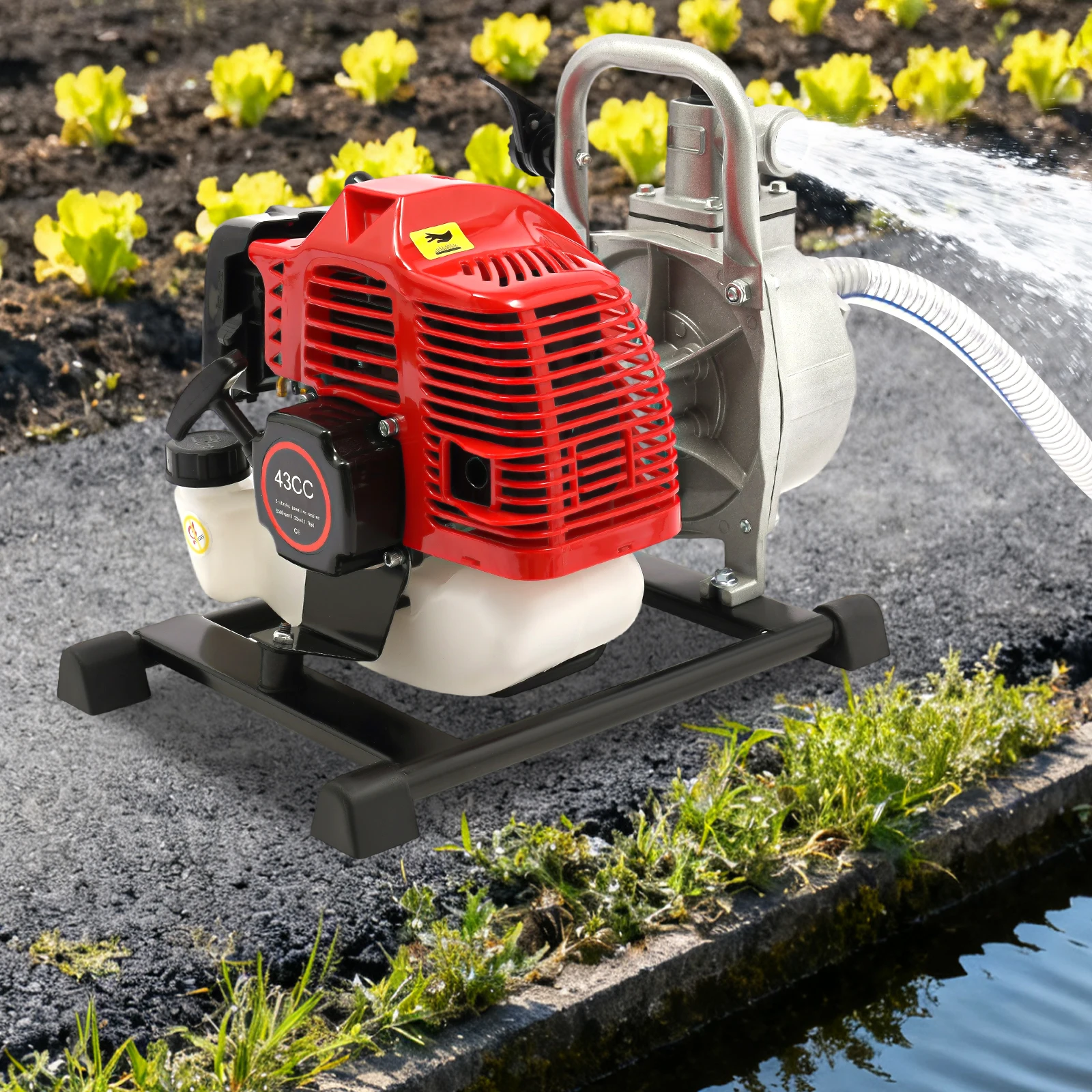 Water Transfer Pump, 43cc 2-Stroke Portable Gasoline Water Pump with 1.25kW Engine, Max Flow 10m³/h for Garden Farm Irrigation Drainage
Water Transfer Pump, 43cc 2-Stroke Portable Gasoline Water Pump with 1.25kW Engine, Max Flow 10m³/h for Garden Farm Irrigation Drainage