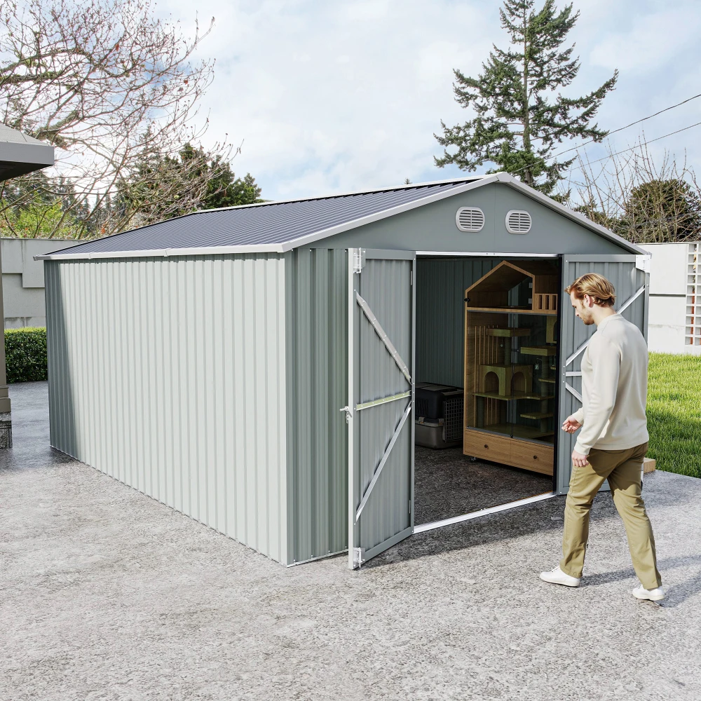 10x12 FT Outdoor Metal Storage Shed with Sturdy Frame Structure, Lockable Door for Garden, Backyard, WHITE, Comes with a Foldable Flower Pot Stand as a Gift
10x12 FT Outdoor Metal Storage Shed with Sturdy Frame Structure, Lockable Door for Garden, Backyard, WHITE, Comes with a Foldable Flower Pot Stand as a Gift