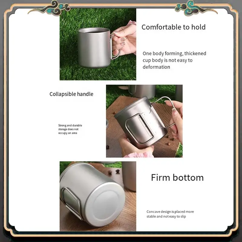 350Ml Double Wall Titanium Water Cup For Home Outdoor Camping Hiking Backpacking Picnic With Handle
350Ml Double Wall Titanium Water Cup For Home Outdoor Camping Hiking Backpacking Picnic With Handle