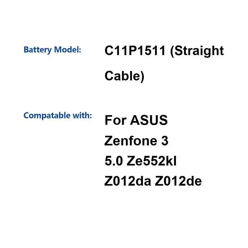 Mobile Phone Battery For Asus Zenfone 3 5.0 Ze552kl Z012da Z012de Lightweight 3000Mah C11P1511 Straight Small Cable
Mobile Phone Battery For Asus Zenfone 3 5.0 Ze552kl Z012da Z012de Lightweight 3000Mah C11P1511 Straight Small Cable