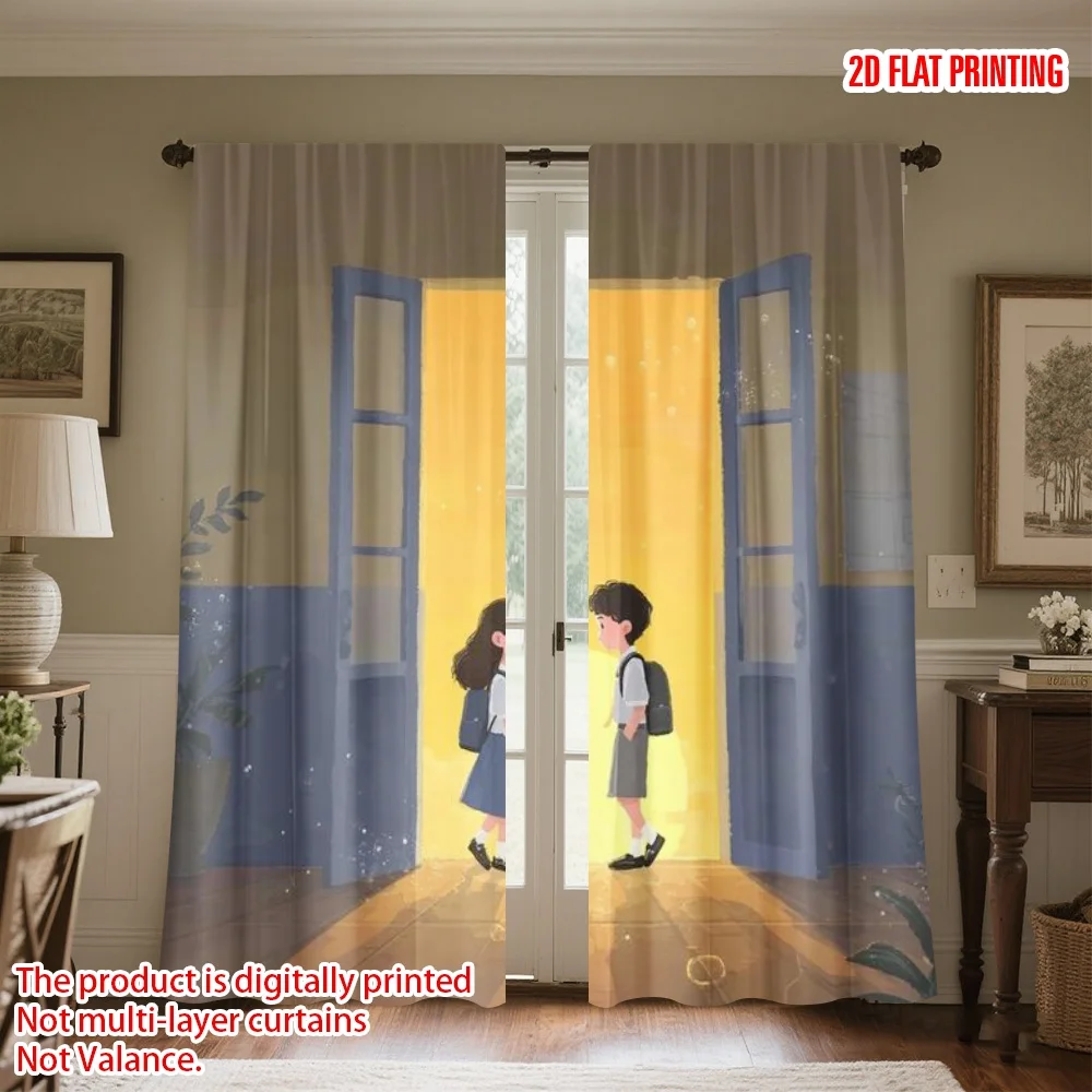 2D flat printing 2pcs Curtain Curtains School Morning Sunshine Digital Printed Polyester Drapes Family Party Decoration Perfect
2D flat printing 2pcs Curtain Curtains School Morning Sunshine Digital Printed Polyester Drapes Family Party Decoration Perfect