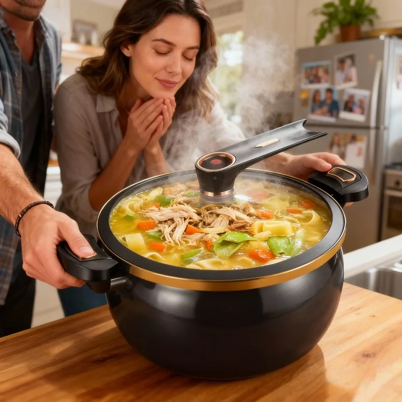 Large Capacity Soup Pot with Twist Lock Handle, Suitable for Quick Cooking, Non Stick Pot 1.85 US Gallon Multifunctional Cooking
Large Capacity Soup Pot with Twist Lock Handle, Suitable for Quick Cooking, Non Stick Pot 1.85 US Gallon Multifunctional Cooking