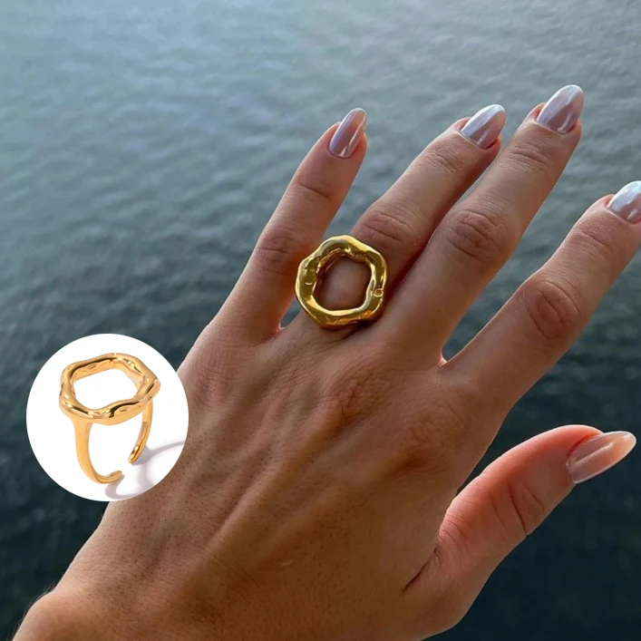 Fashion Vintage Unique Circle Motif Ring Melted Texture Detail For Women Gold Color Texture Temperament Jewelry Gift
Fashion Vintage Unique Circle Motif Ring Melted Texture Detail For Women Gold Color Texture Temperament Jewelry Gift