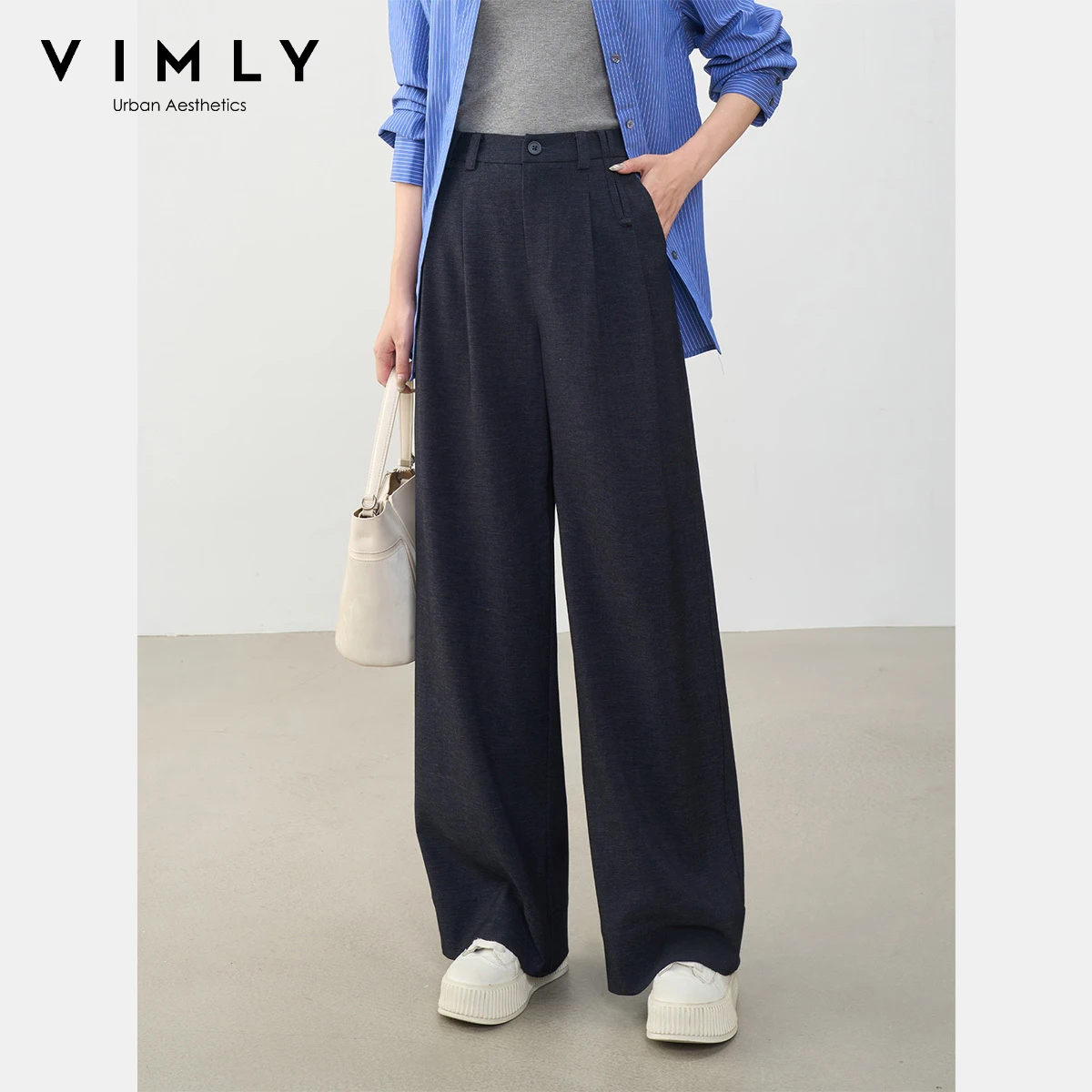 VIMLY Woman Blue Trousers Office Wear Autumn 2025 New Baggy Button Female Pants Casual Pockets Long Pants Ropa De Mujer A0117
VIMLY Woman Blue Trousers Office Wear Autumn 2025 New Baggy Button Female Pants Casual Pockets Long Pants Ropa De Mujer A0117