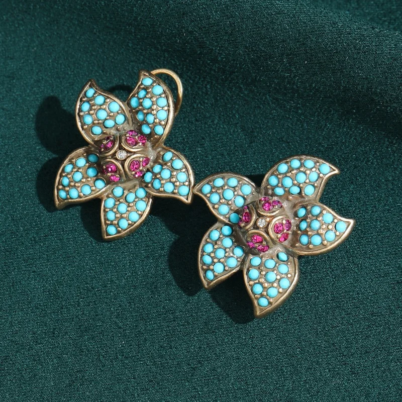 Vintage Turquoise Pink Rhinestone Flower Stud Earring For Woman Gold Color Festival Wedding Brand High Quality Gift Trendis 2026
Vintage Turquoise Pink Rhinestone Flower Stud Earring For Woman Gold Color Festival Wedding Brand High Quality Gift Trendis 2026
