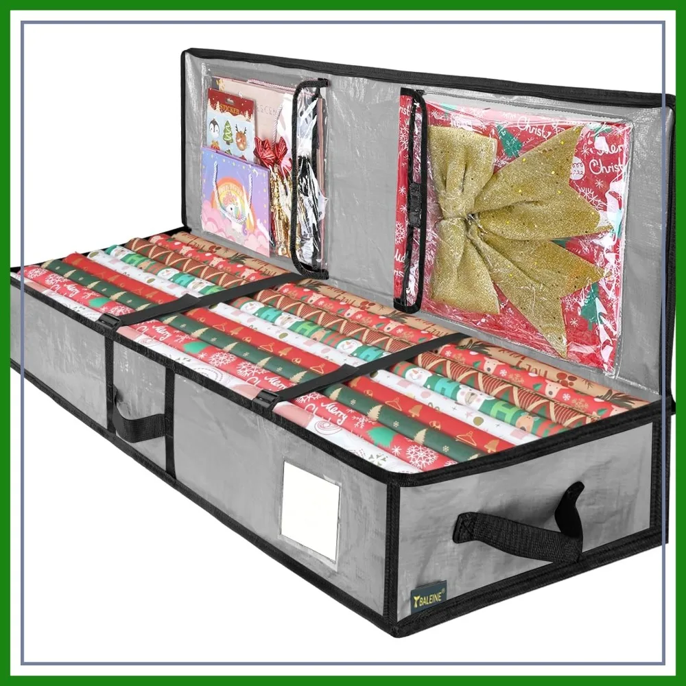 40" Durable PE Gift Wrap Storage Bag with Flexible Partitions and Pockets for Ribbon, Accessories (Grey)
40" Durable PE Gift Wrap Storage Bag with Flexible Partitions and Pockets for Ribbon, Accessories (Grey)