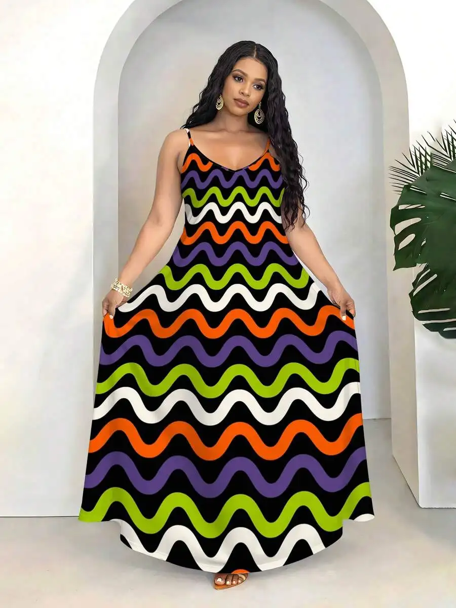 Plus Size Women Sleeveless Maxi Dress V Neck Wavy Pattern Beach Vacation Casual Dress
Plus Size Women Sleeveless Maxi Dress V Neck Wavy Pattern Beach Vacation Casual Dress
