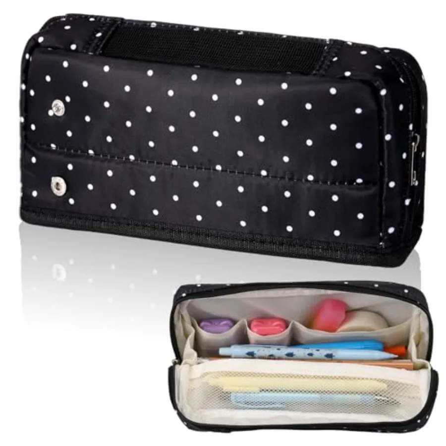 Large Capacity Pencil Case Polka Dot Pen Pouch with Multiple Compartments Foldable Portable Pencil Case Stationery Organizer Ba
Large Capacity Pencil Case Polka Dot Pen Pouch with Multiple Compartments Foldable Portable Pencil Case Stationery Organizer Ba