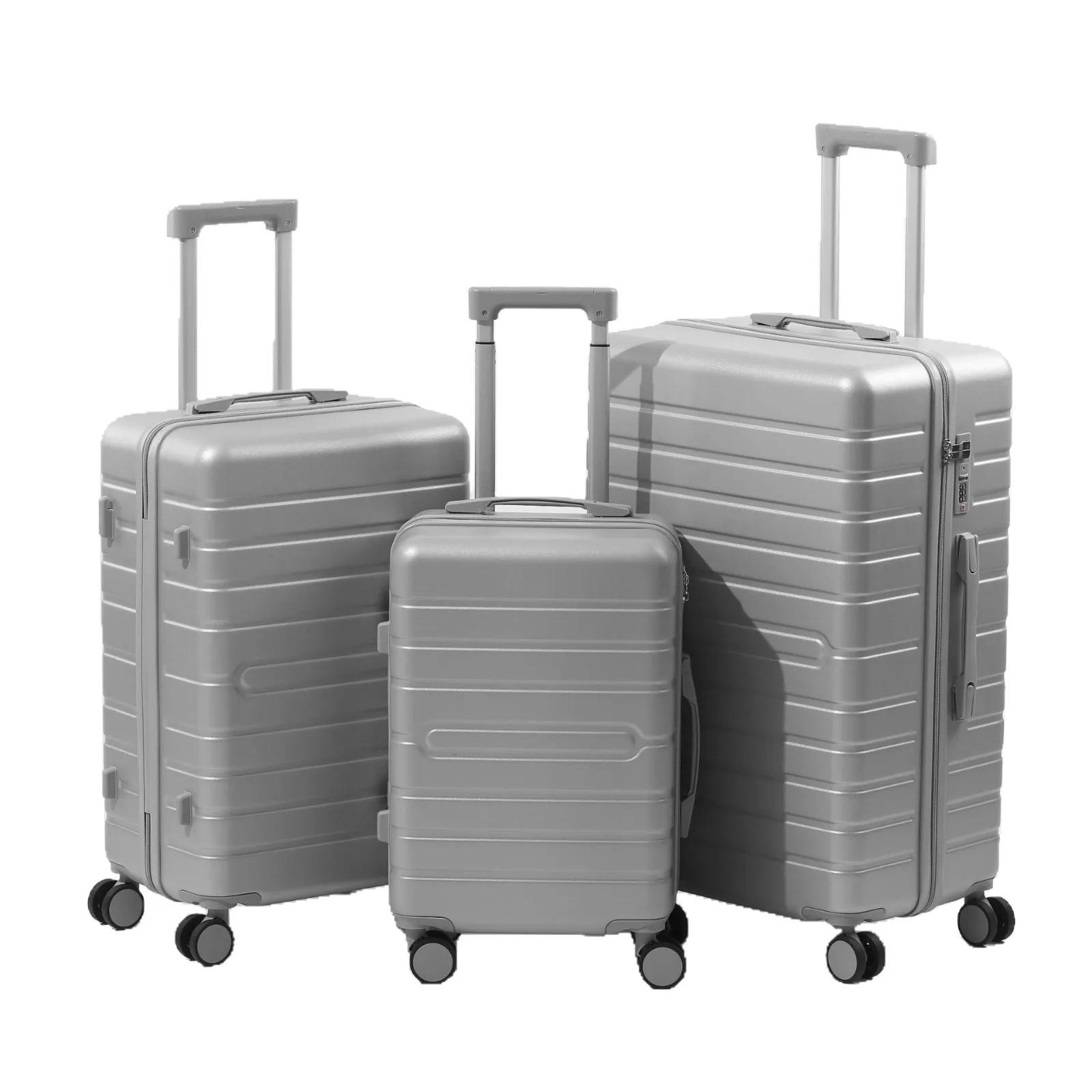 Hard case zipper suitcase, three-piece set, mobile phone holder, universal wheel, cup holder.
Hard case zipper suitcase, three-piece set, mobile phone holder, universal wheel, cup holder.