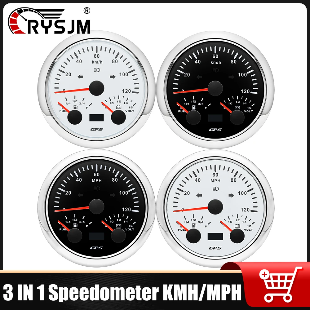 85-мм GPS-спидометр 3-в-1 для автомобиля (0-120 км/ч/0-120 мили/ч) с дисплеем напряжения 8-16В, индикатором уровня топлива и 7-цветной подсветкой для яхт и лодок
85-мм GPS-спидометр 3-в-1 для автомобиля (0-120 км/ч/0-120 мили/ч) с дисплеем напряжения 8-16В, индикатором уровня топлива и 7-цветной подсветкой для яхт и лодок