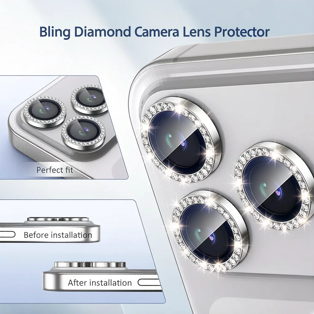 2-3Pcs Glitter Diamond Rhinestone Camera Lens For IPhone 17 Pro Max 17 16 15Pro Max 14 13 15 Plus Air Protector Lens
2-3Pcs Glitter Diamond Rhinestone Camera Lens For IPhone 17 Pro Max 17 16 15Pro Max 14 13 15 Plus Air Protector Lens
