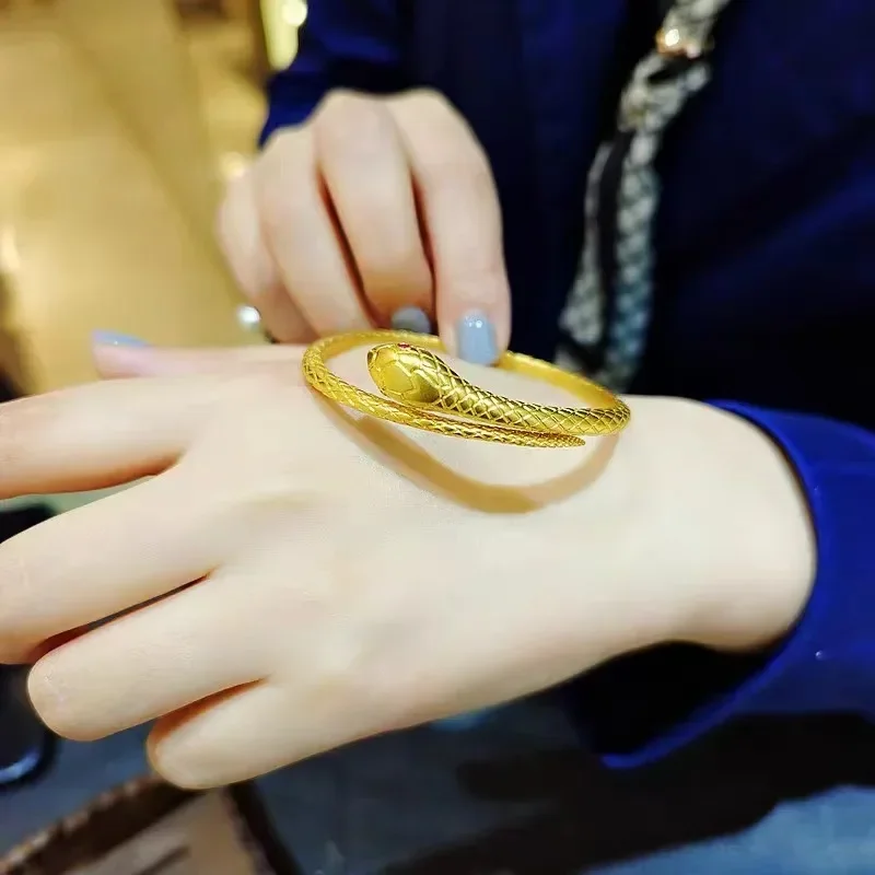 High - Quality 24K 9999 Real Gold Women's Open Loop Bracelet in Ancient Egyptian Snake Design
High - Quality 24K 9999 Real Gold Women's Open Loop Bracelet in Ancient Egyptian Snake Design