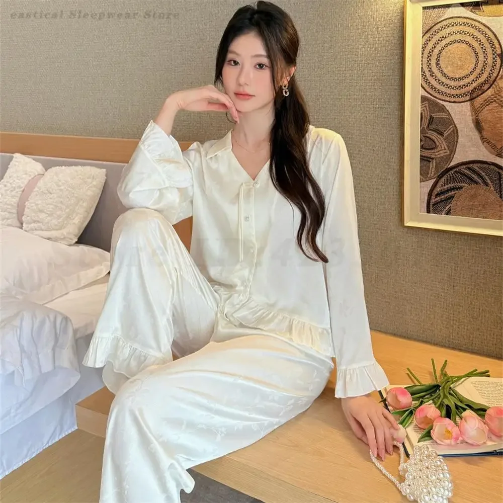 Spring Sweet 2PCS Pajamas Set Sexy Long Sleeve Top&Pants Home Clothes Nightwear Loose Casual Sleepwear Princess Style Loungewear
Spring Sweet 2PCS Pajamas Set Sexy Long Sleeve Top&Pants Home Clothes Nightwear Loose Casual Sleepwear Princess Style Loungewear