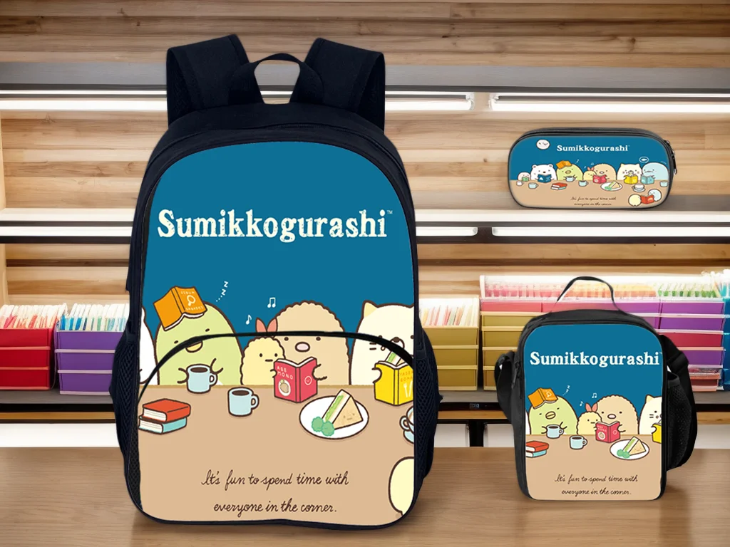Sumikko Gurashi Front Pocket Kid Rucksack and Waterproof Lunch Box Pencil Case 3Pcs Set Backpack for Student
Sumikko Gurashi Front Pocket Kid Rucksack and Waterproof Lunch Box Pencil Case 3Pcs Set Backpack for Student
