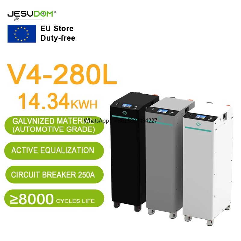 Jesudom EU Shipping Tax Free Lifepo4 Battery 51.2V 280ah 300ah DIY Kits for Home Energy Storage
Jesudom EU Shipping Tax Free Lifepo4 Battery 51.2V 280ah 300ah DIY Kits for Home Energy Storage