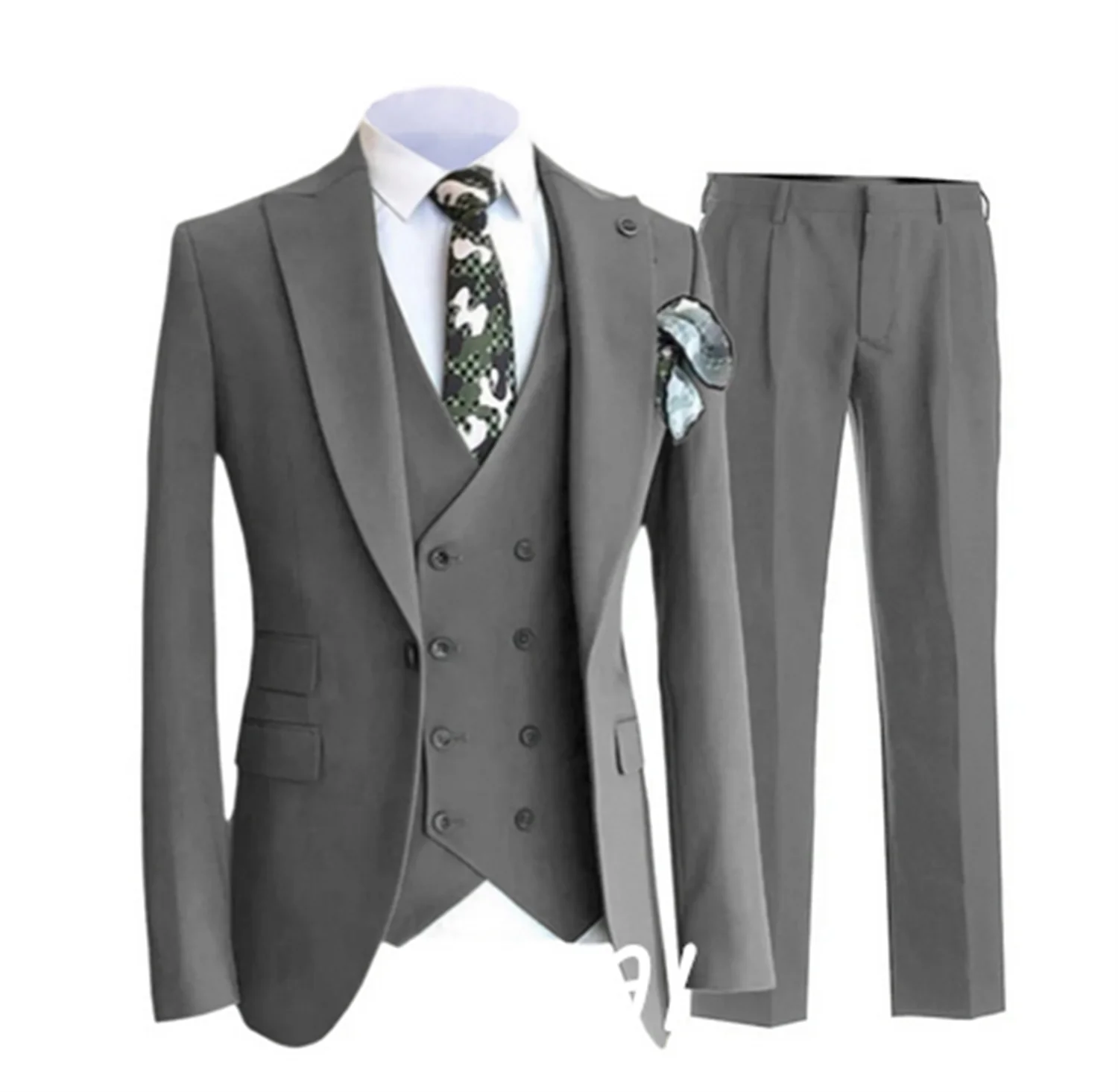 CustomizedMen's Suit Grey Slim Double-breasted Lapel Business Meeting Wedding Groom Customization (blazer + vest + pants)
CustomizedMen's Suit Grey Slim Double-breasted Lapel Business Meeting Wedding Groom Customization (blazer + vest + pants)