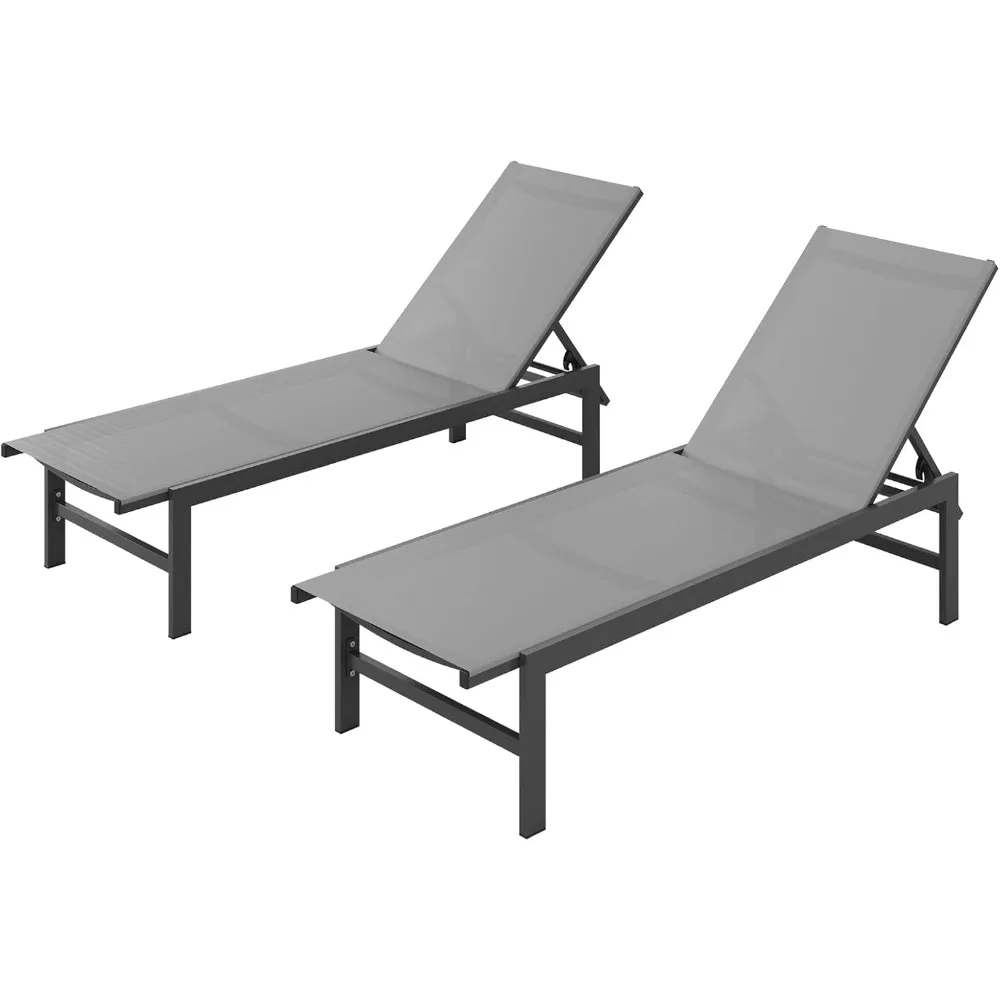 Outdoor Lounge Chairs Set of 2 for Pool, Aluminum Chaise Lounge Chairs with 5-Position Recliner, Patio Lounge Chair for Backyard
Outdoor Lounge Chairs Set of 2 for Pool, Aluminum Chaise Lounge Chairs with 5-Position Recliner, Patio Lounge Chair for Backyard